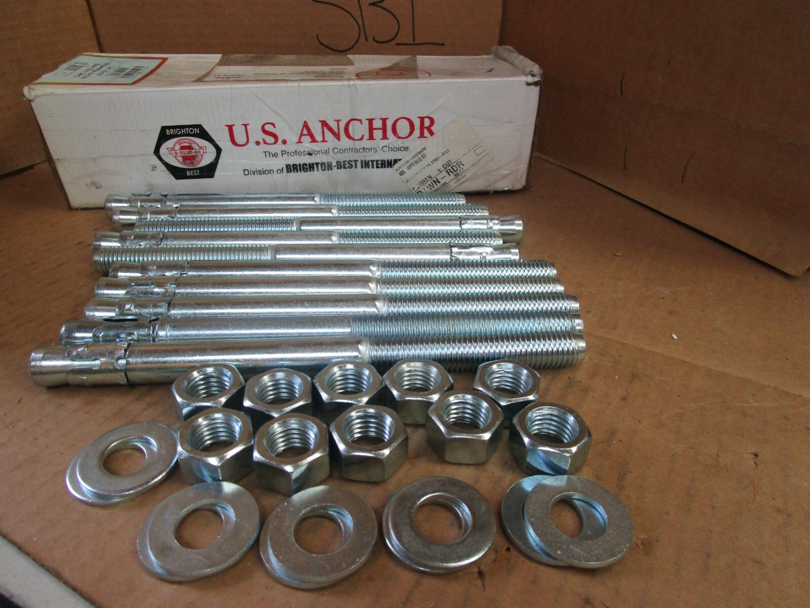 Brighton-Best Ultrawedge Anchor 3/4″-10×10″ Steel Zinc CR-3 Lot of 10 New