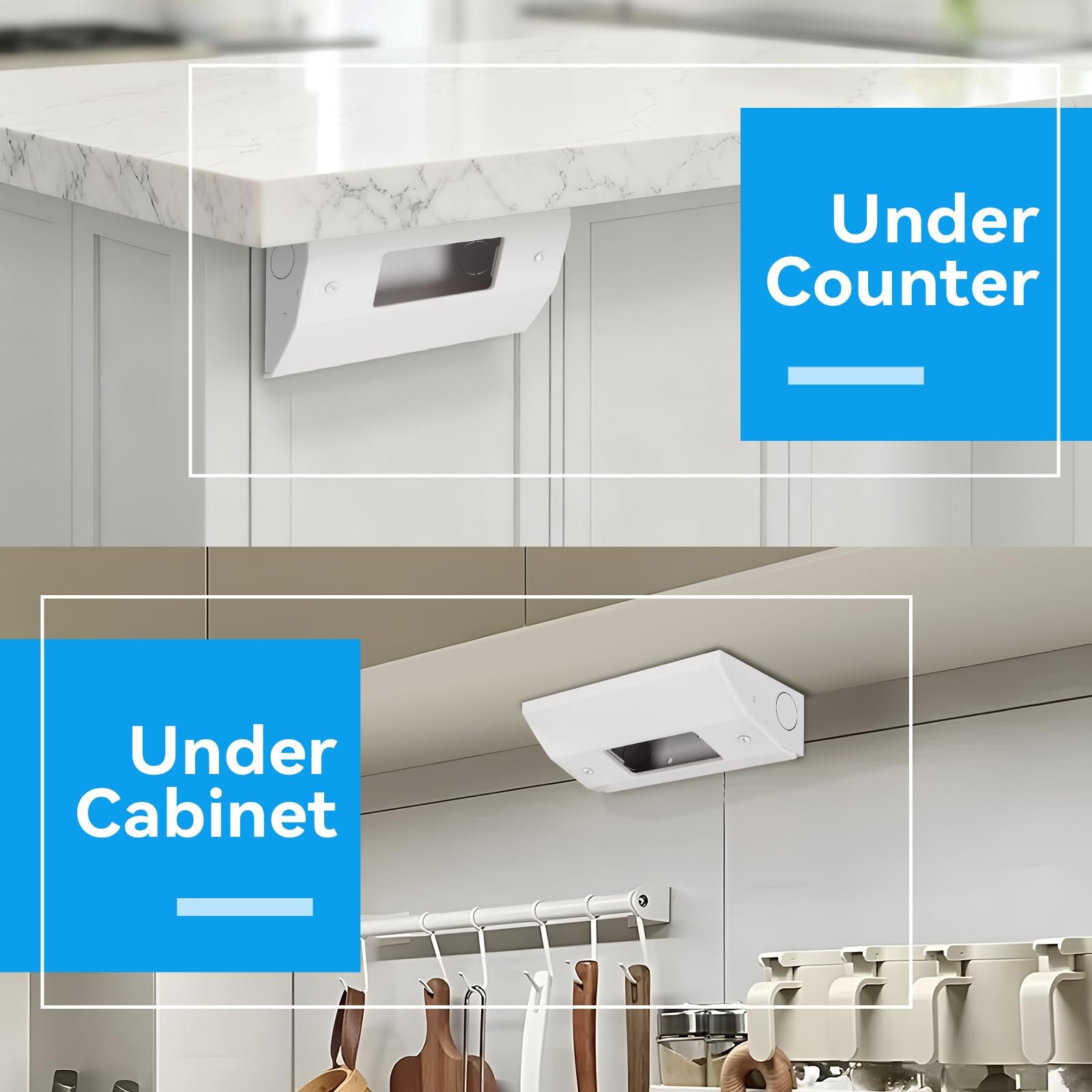 Under Cabinet Outlet Box, Easy to Install, Reserved Knock-Out Holes, Solid Ma…