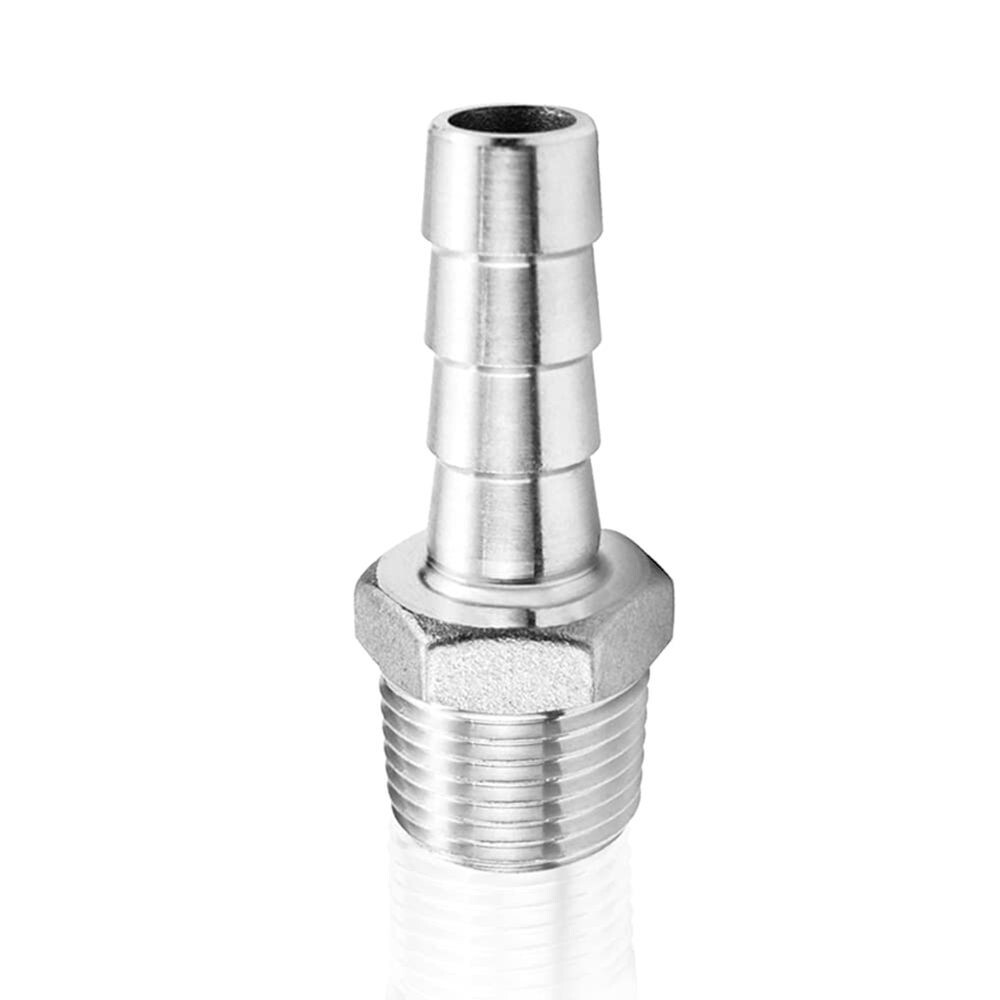 2x Stainless Steel 1/2″ Hose Barb to 1/4″ Male NPT Home Fitting Water Fuel N953