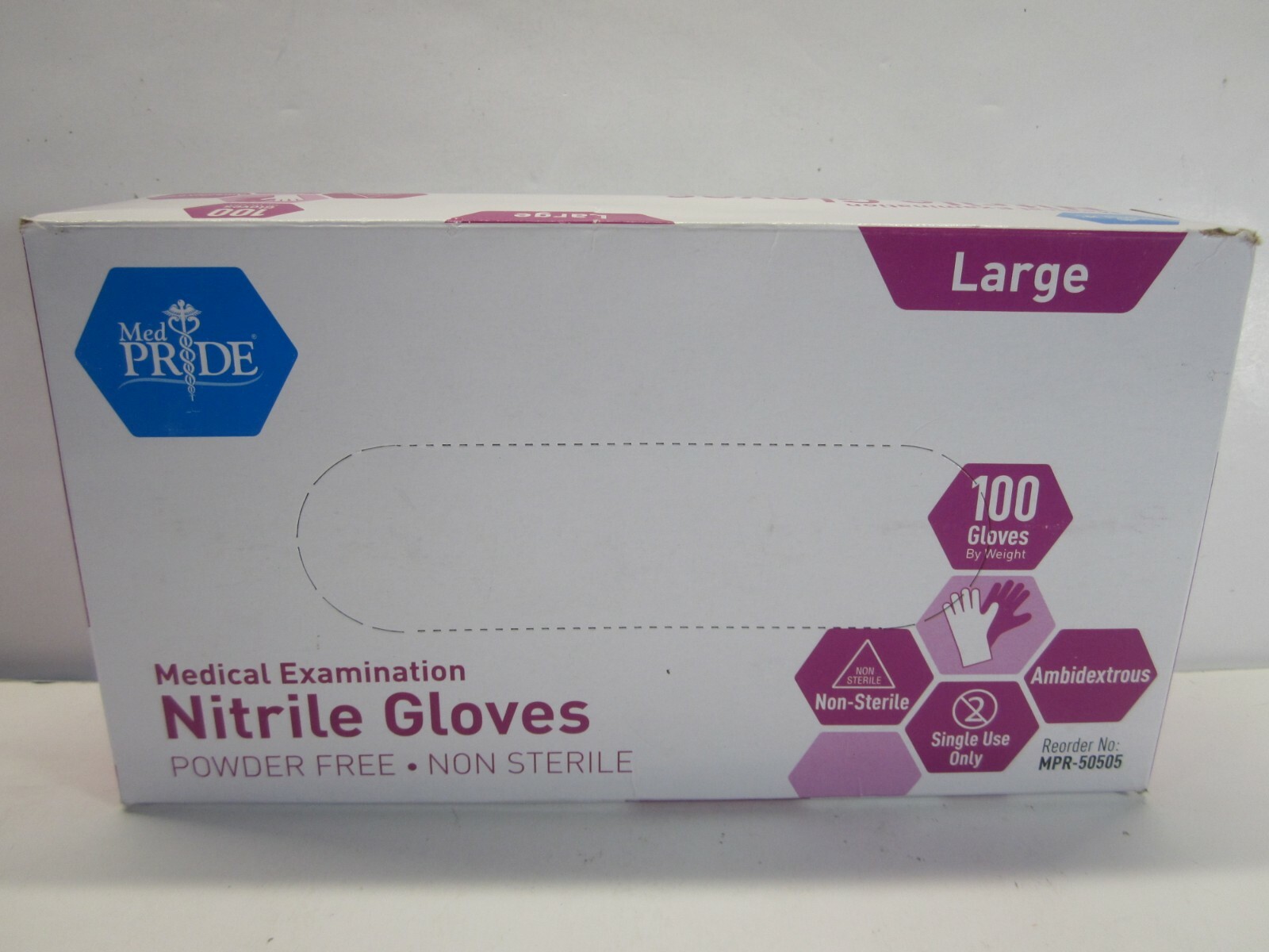Medpride Powder Free Nitrile Exam Gloves Large Box 100 – Blue (Brand New)