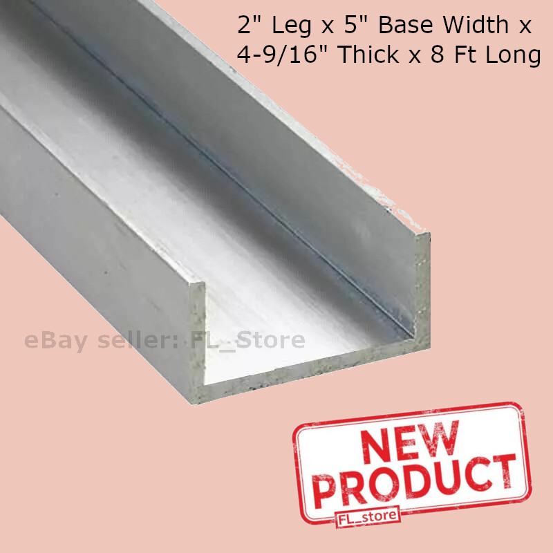Aluminum Channel 2″ Leg x 5″ Base Width x 4-9/16″ Inside x 3/16″ Thick x 8 Feet