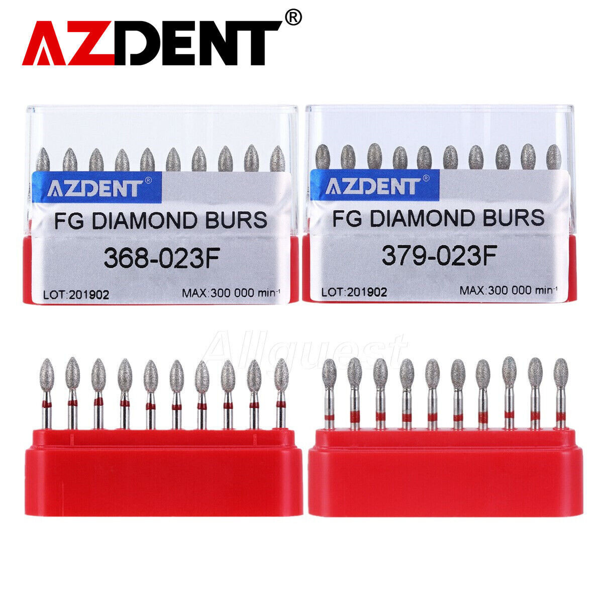 10pcs Dental FG Diamond Burs Football #368-023F/#379-023F Fine Red AZDENT