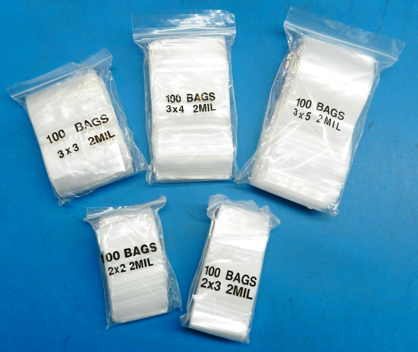 500 Bags White Block Assortment 2 Mil Writeable 5 Assorted Sizes Resealable Bag