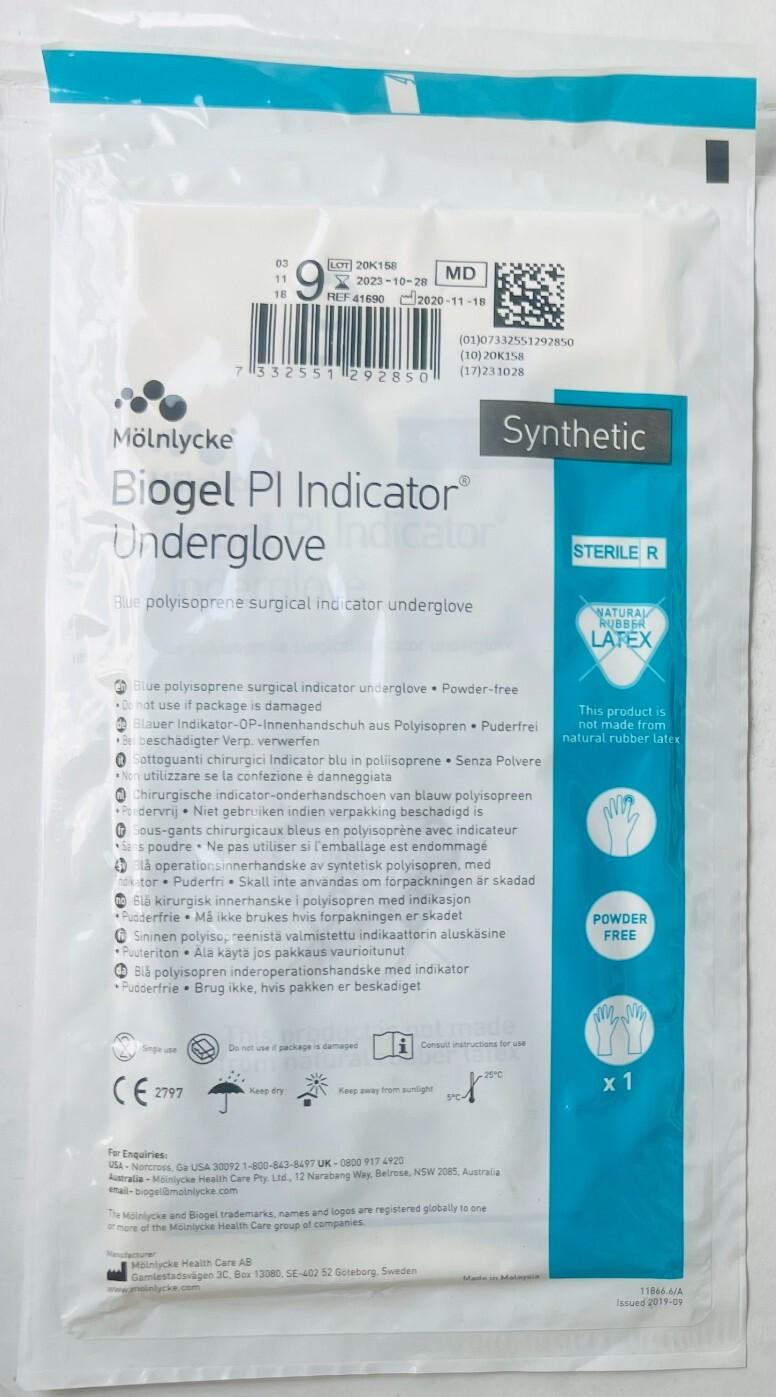 10 PAIR GLOVES Biogel PI Indicator Underglove Latex-Free Powder-free Size 9