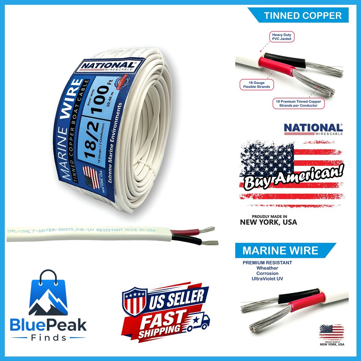 National Wire&Cable National Wirecable 18/2 – 100 Ft – In Usa –