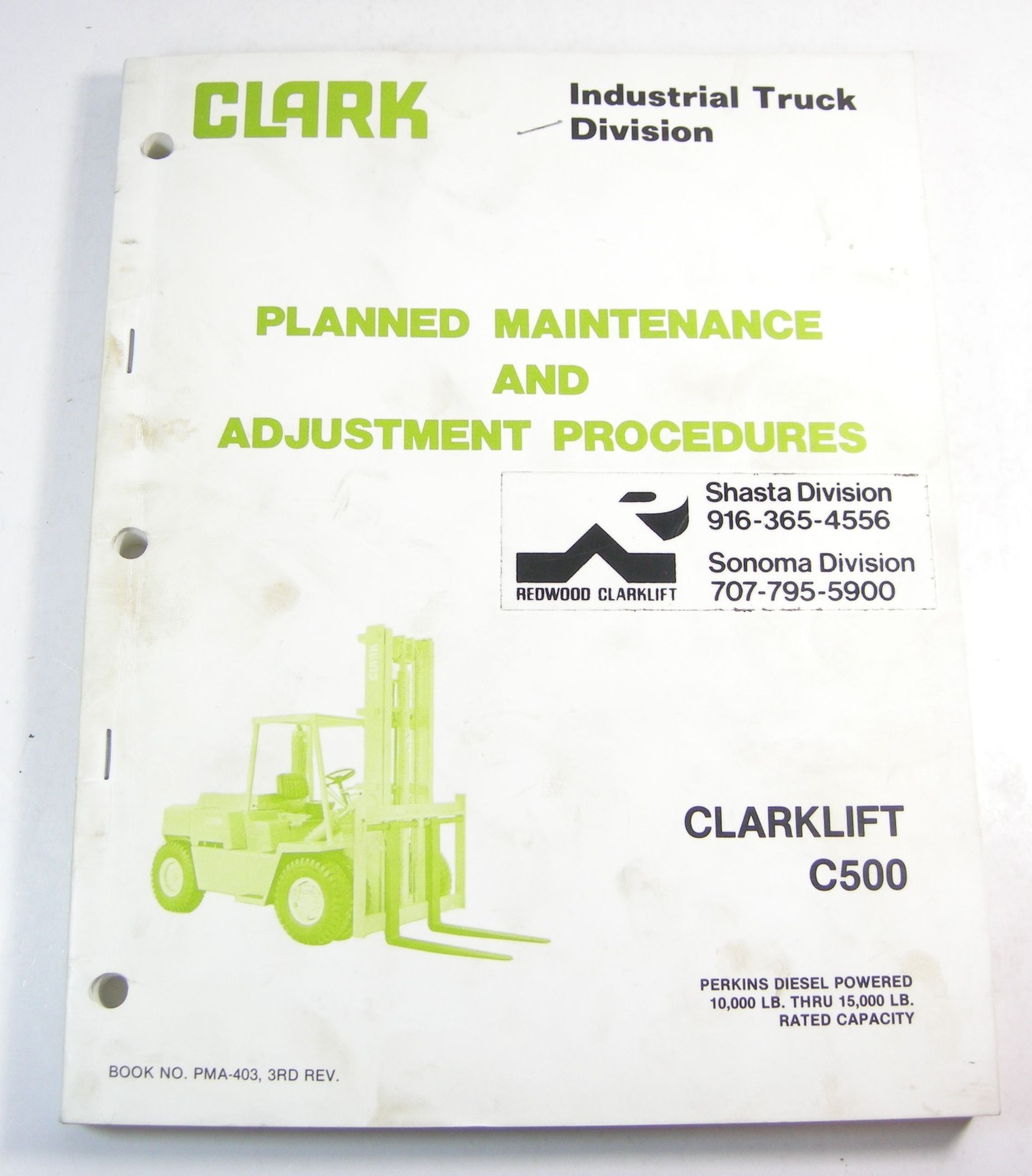 CLARK C500 C110 C135 C155 Forklift Lift Truck Maintenance Adjustment Manual