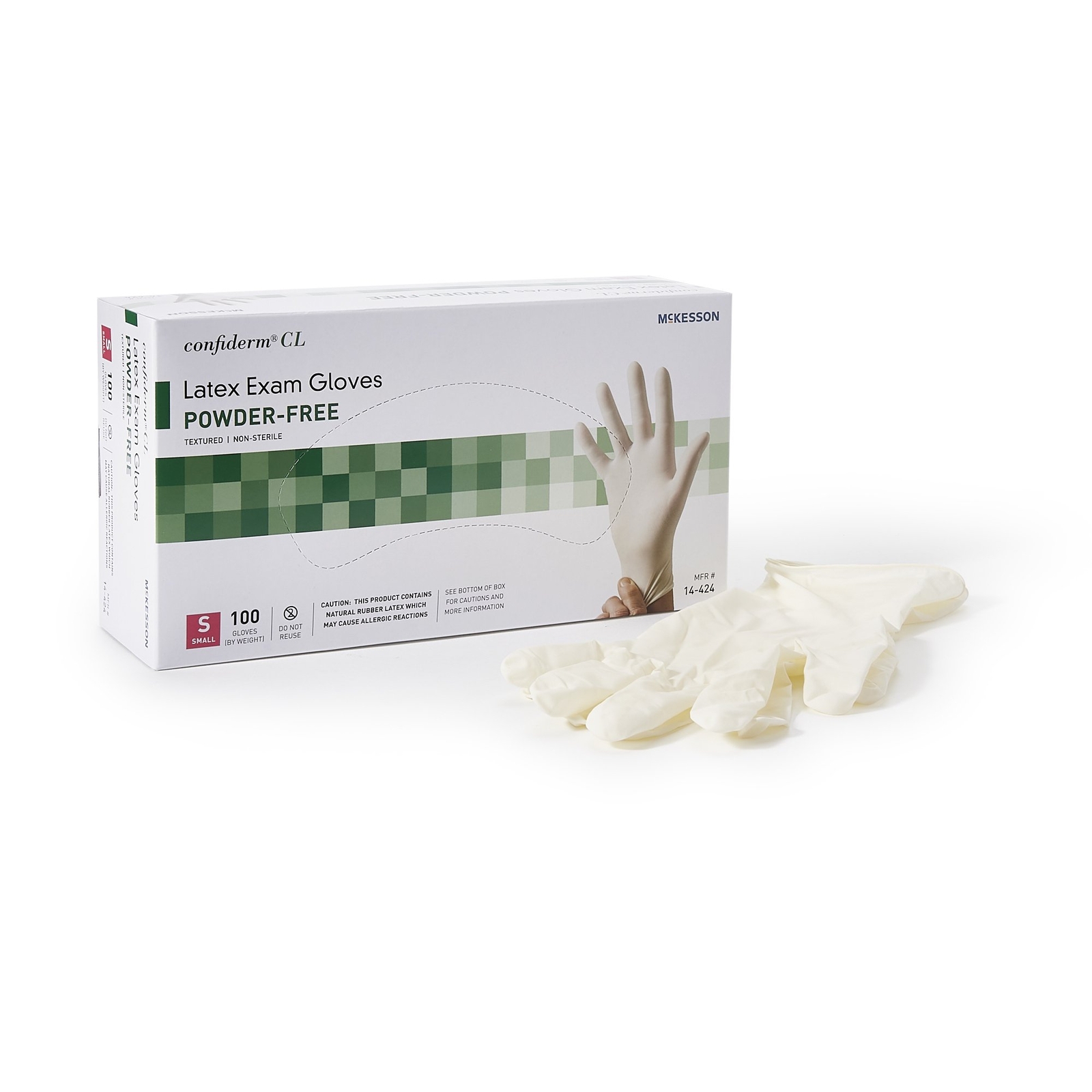 McKesson Confiderm Latex Exam Glove Standard Cuff Length SMALL 100 per Box