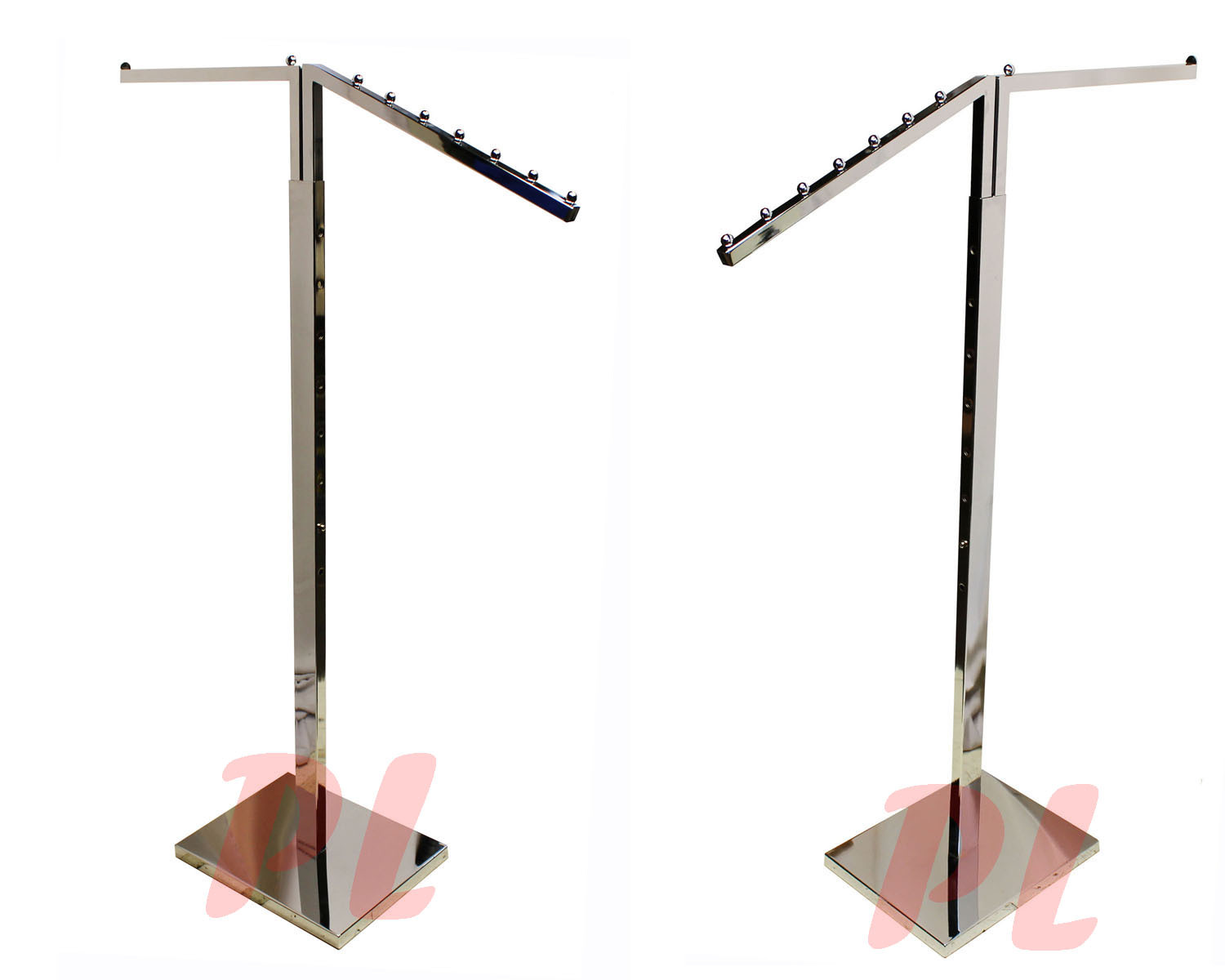2 WAY Chrome Clothing Garment Retail Display Rack Clothes Hanger Fixture 71”