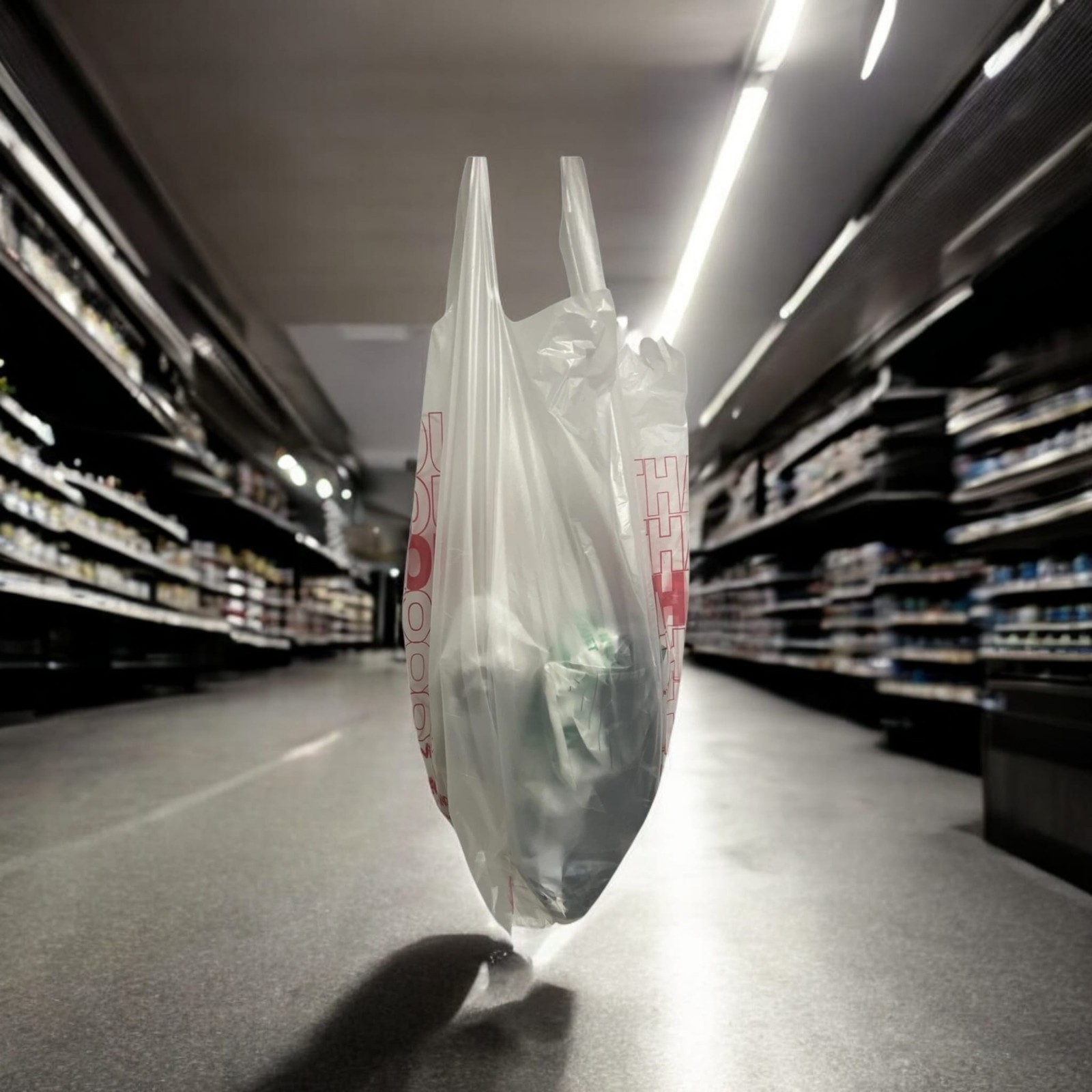Thank You T-Shirt Carry-Out Bags Disposable Plastic Bags with Handles 1/6 Barrel