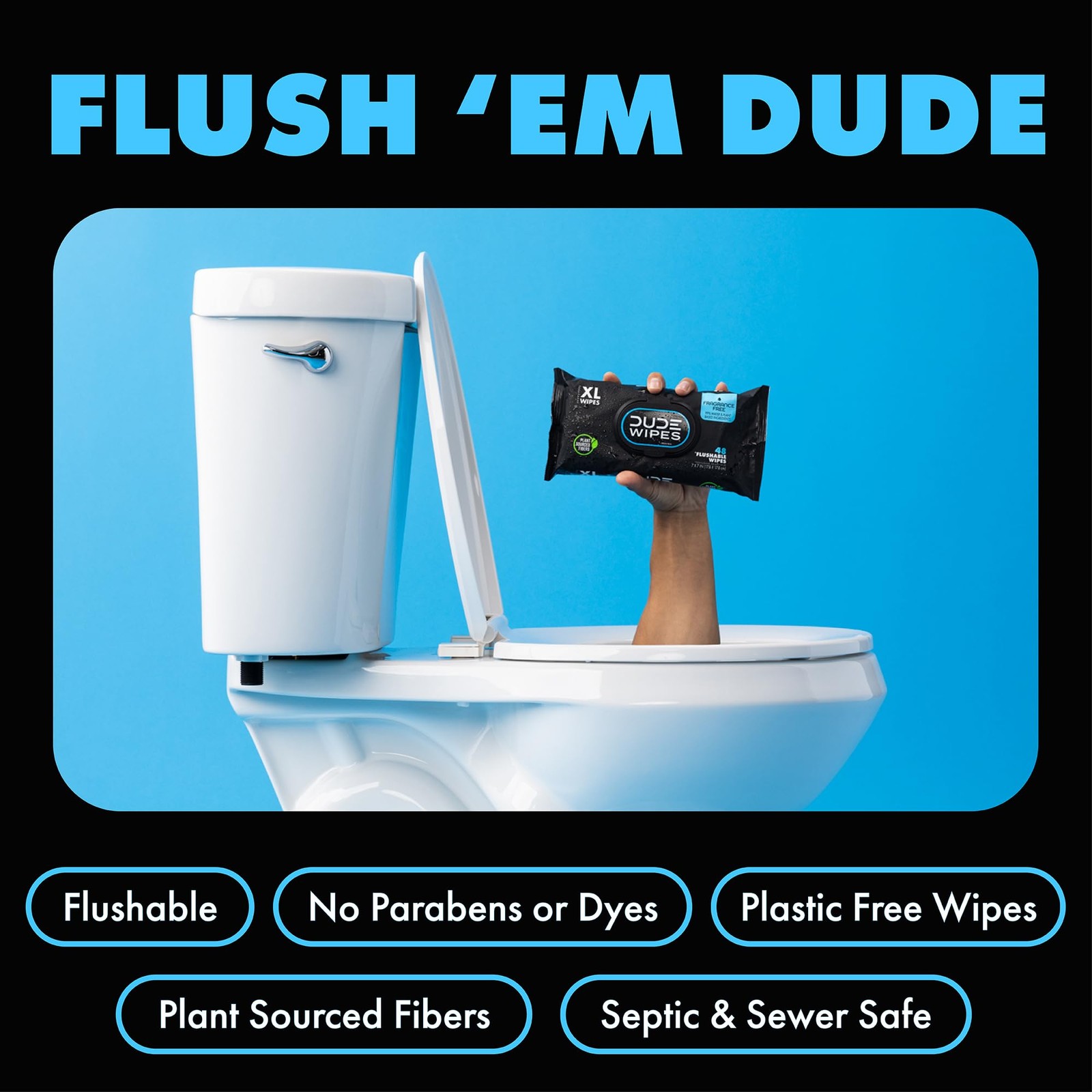 DUDE Wipes – Flushable Stocking Stuffers – 48 Count (Pack of 1), White