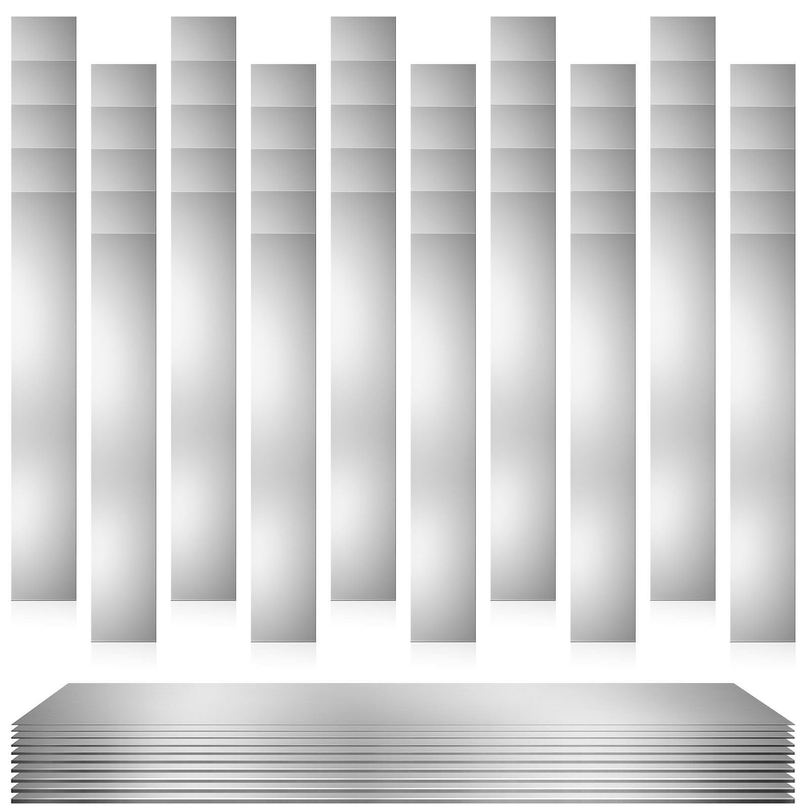 AOKLIT 50 Pcs Shim Stock Assortment, 304 Stainless 1x6x0.01 inches, silvery