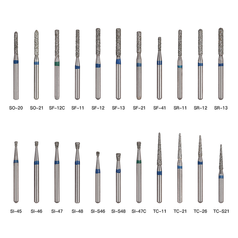 Dental Diamond FG Burs for High Speed Handpiece Friction Grip 1.6mm 100 Types
