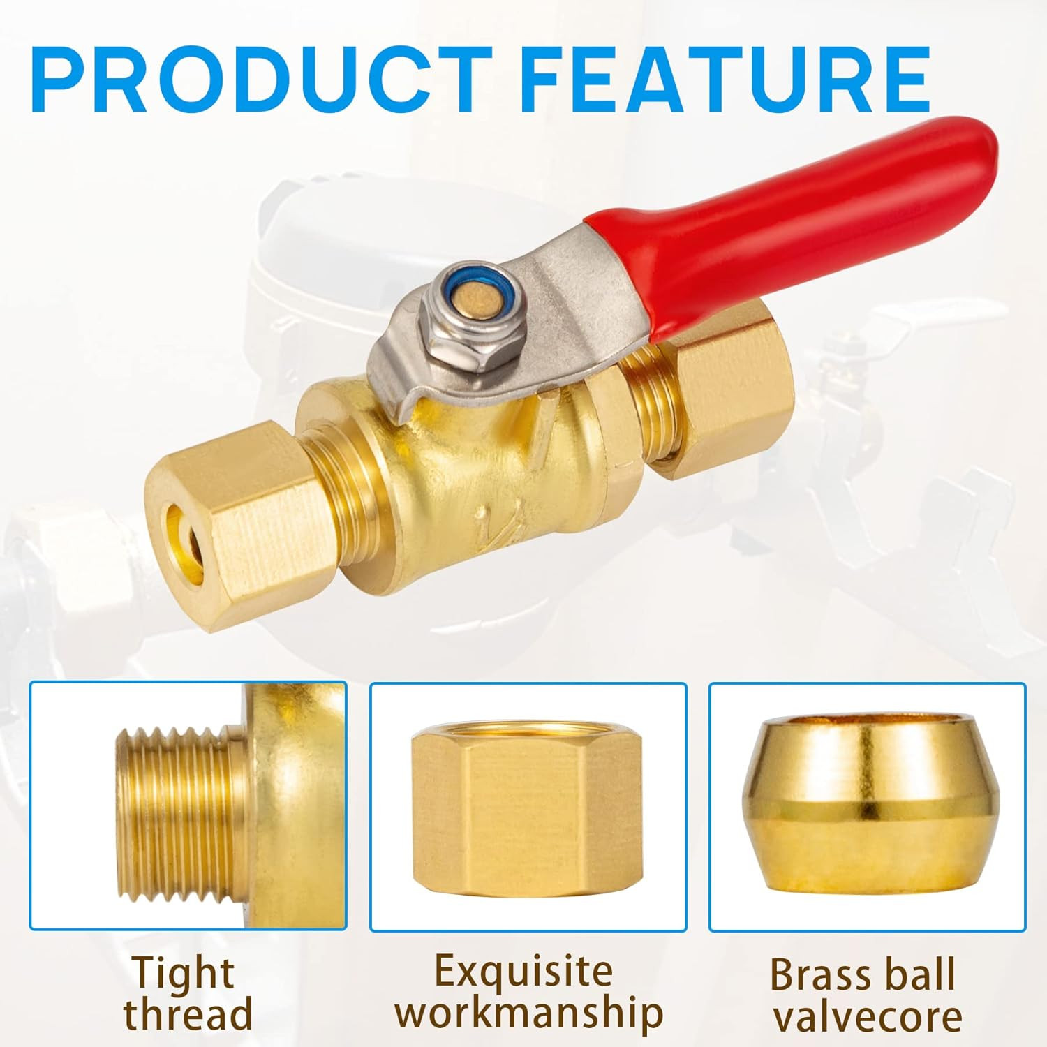 Lead-Free Brass Mini Ball Valve Shut off Switch,1/4 Inch Compression by 1/4 Comp