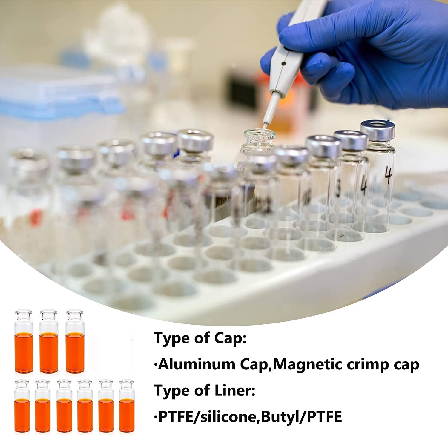 3000pcs 10ml 20mm Sample Vials Crimp Top Glass Bottle HPLC Beveled Edge Top ASTM