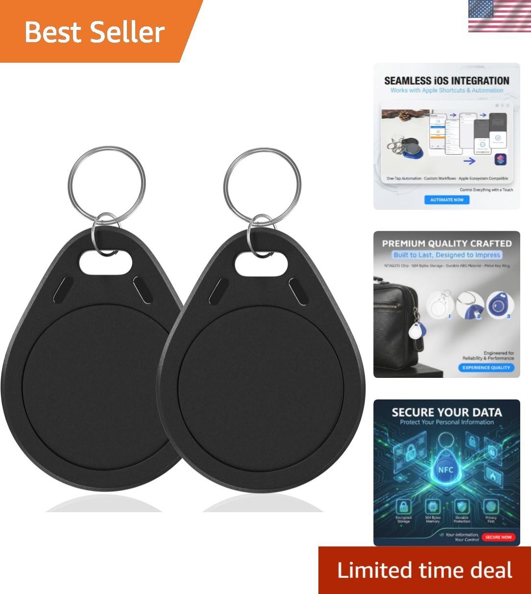 NFC Tags Tag215 NFC Keytags Black NFC fob Rewritable NFC 215 Tag NFC Business…