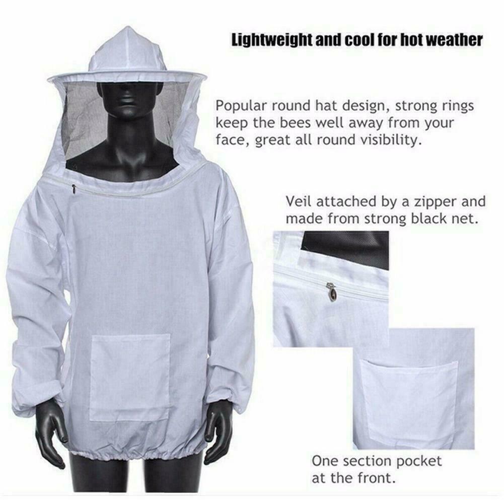 Bee Keeping Suit Jacket Smock Hat Protective Coat Veil Beekeeping Pull Tops Over