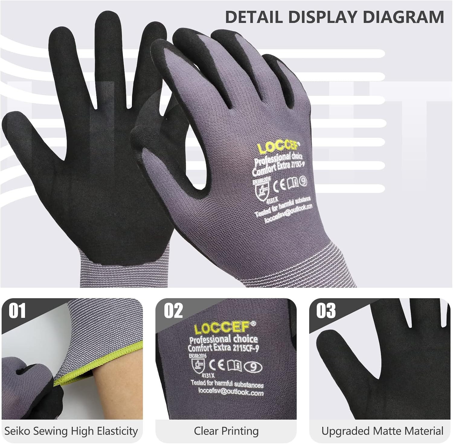 Comfortable Seamless Knit Nylon Gloves – Water-Repellent & 6 Pairs Included