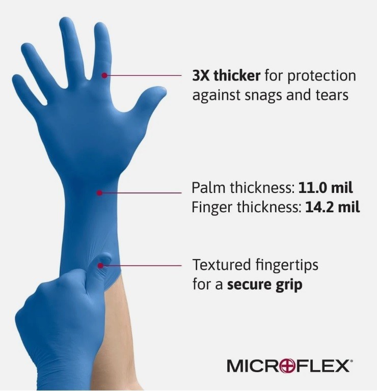 Ansell MICROFLEX SafeGrip SG-375 Extra Large Thick Disposable Latex Gloves 50