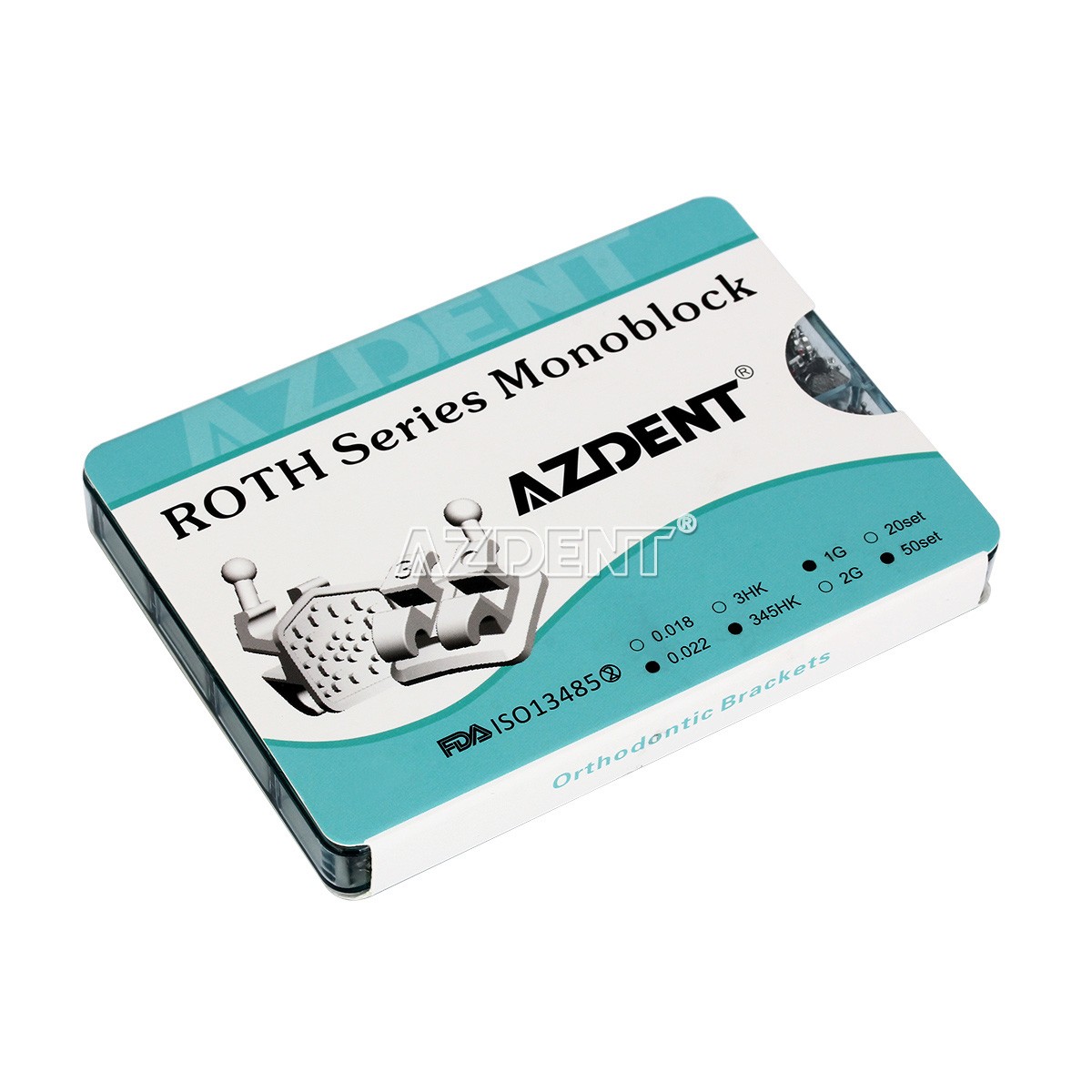 Brackets De Ortodoncia Dental Monoblock MIM Mini Roth.022 Con Ganchos 345 AZDENT