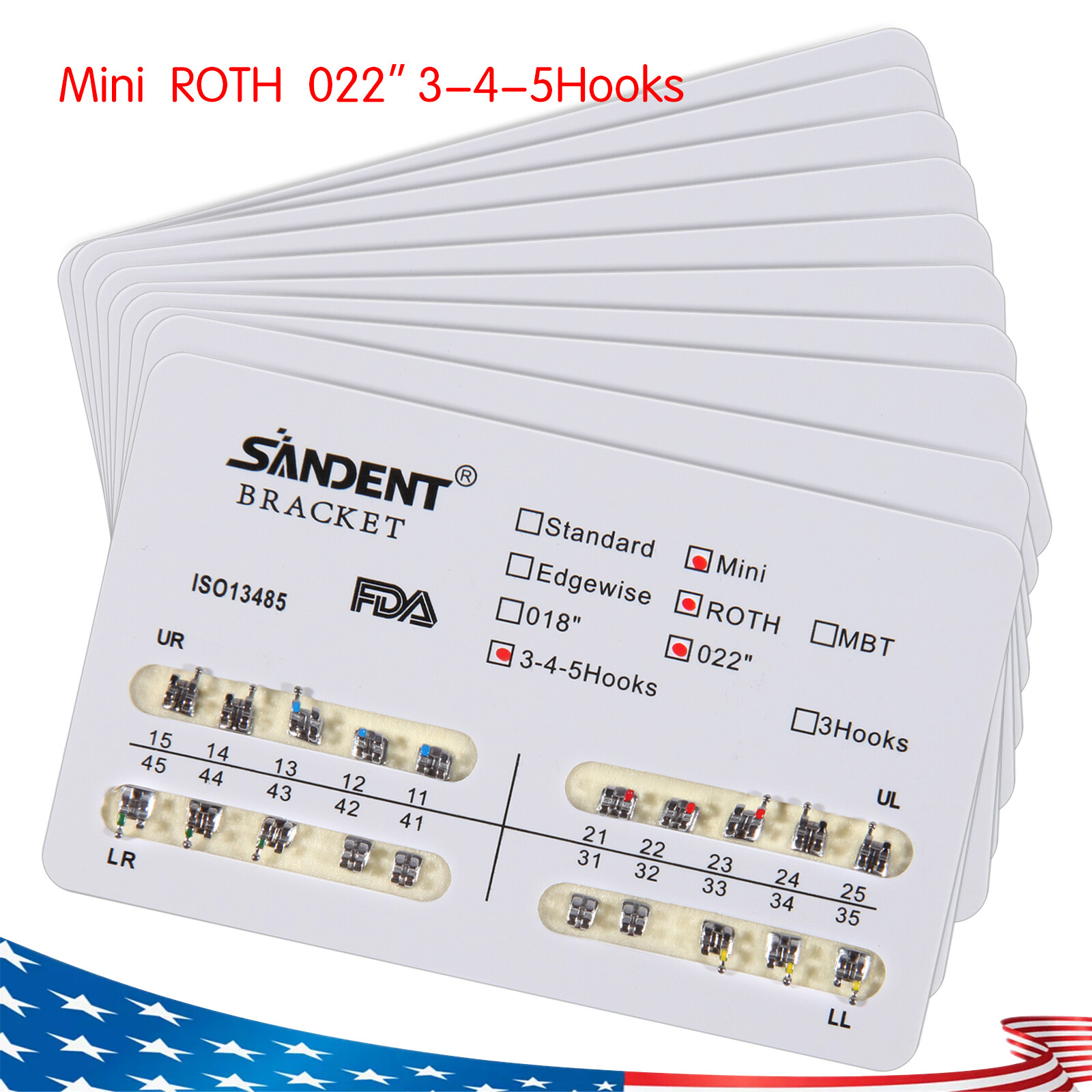 10packs Dental Orthodontic Brackets Braces Mini Roth Slot 022 345 Hook #2 200PCS