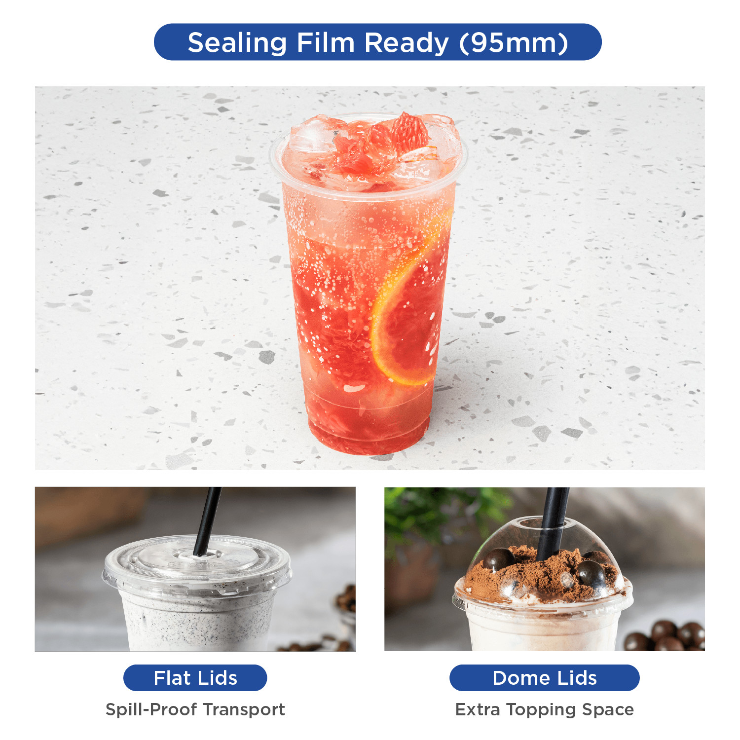 Karat 16oz PP Plastic U-Rim Cold Cups (95mm) – 2,000 ct, C1011 (Karat)