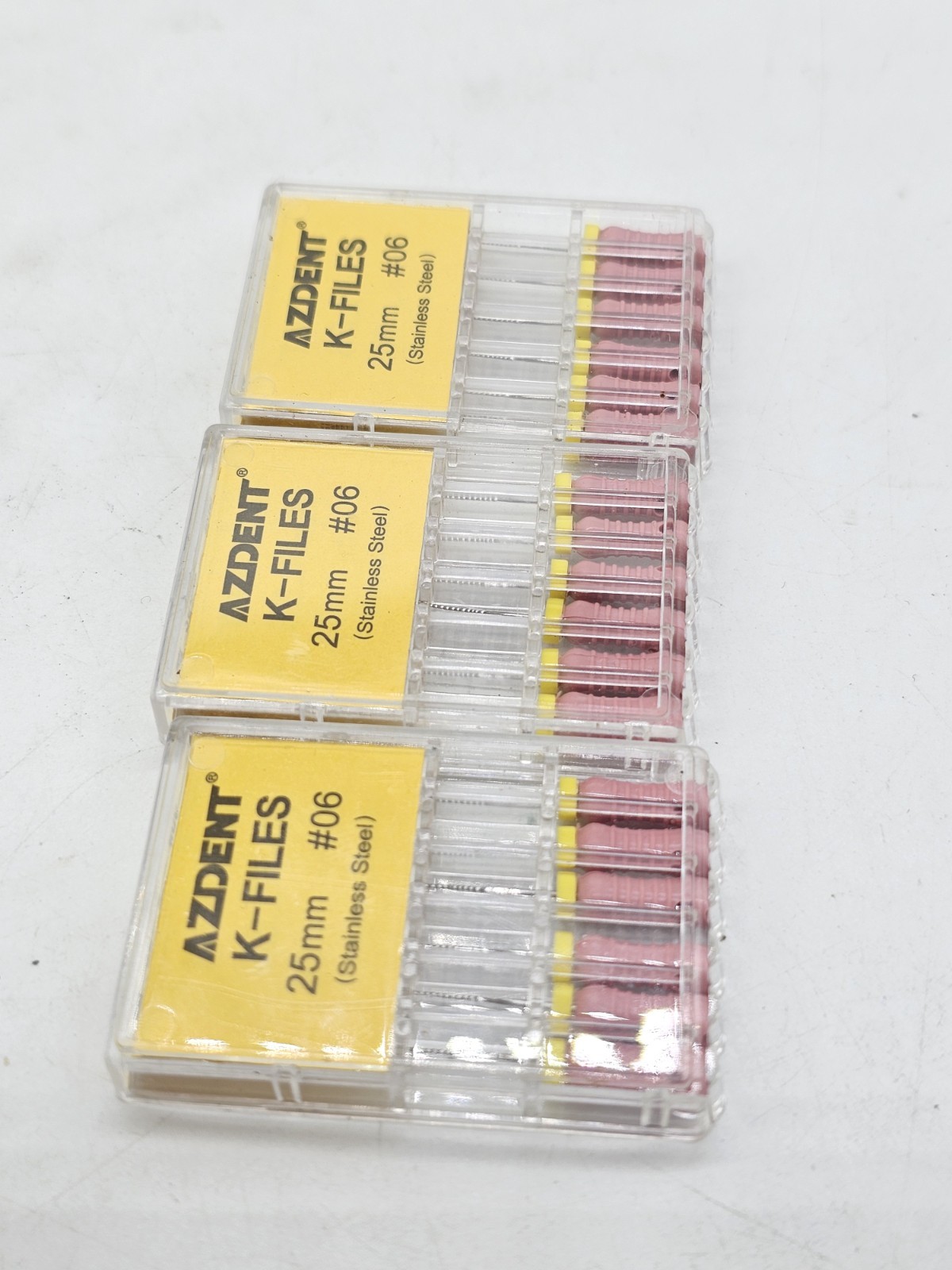 x3 Azdent K FILE 25mm 06 Dental Endodontic Root Canal Hand Use K Files 25mm 6pk