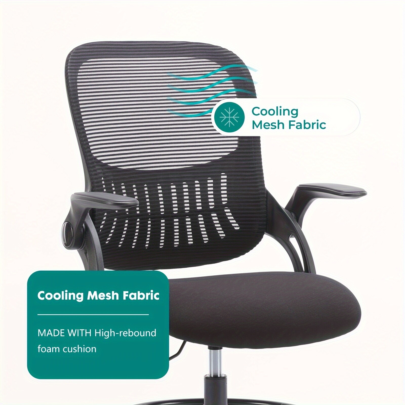 Tall Office Chair Tall Standing Desk Chair Counter Height Adj. Mid Back Mesh