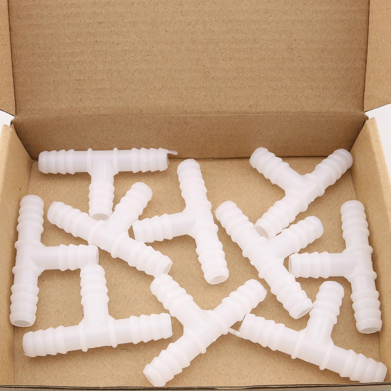 WELWIK 10pcs Plastic Hose Barb 3/8″ Barbed T Shaped Tee Type 3/8 Inch, White