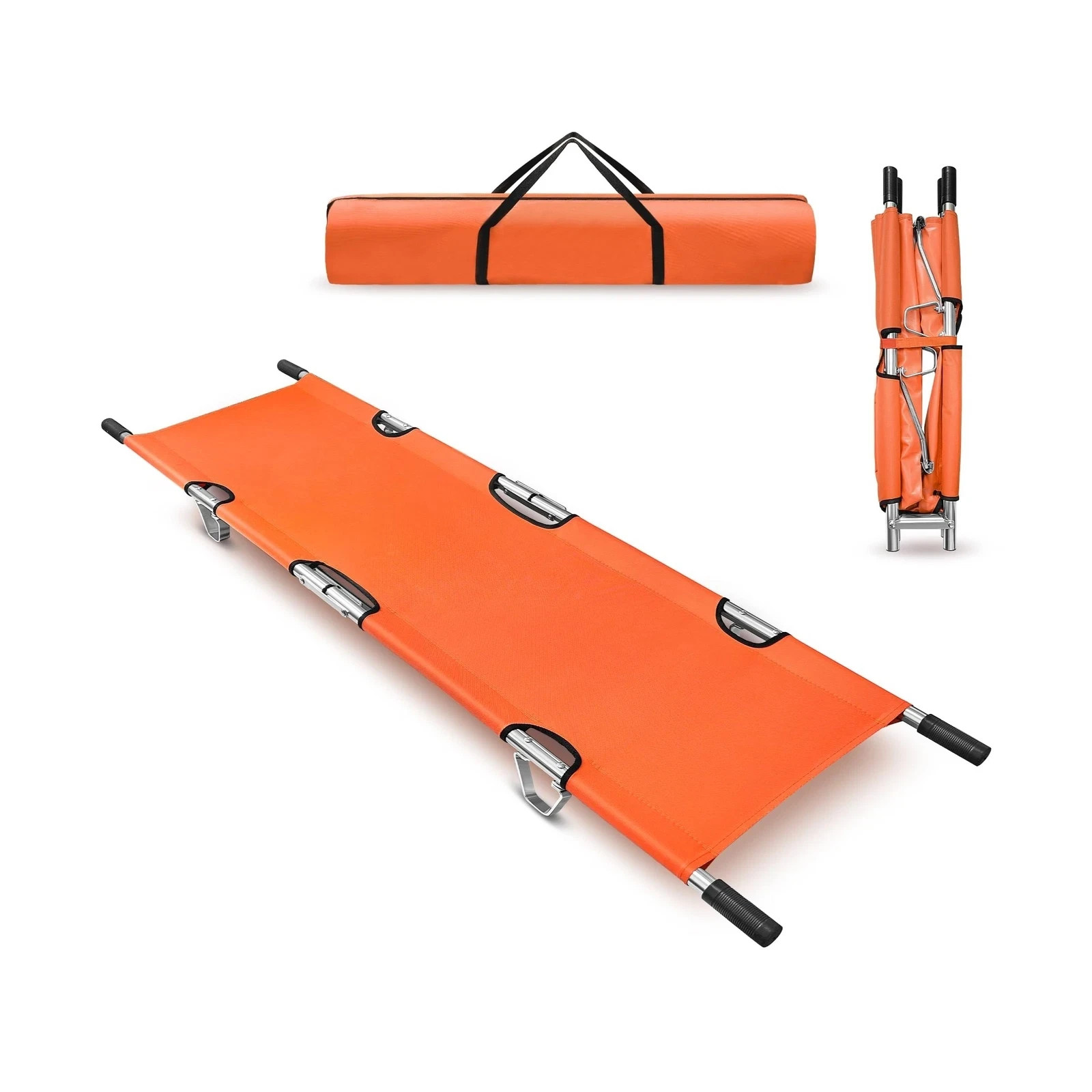 Folding Stretcher for Medical Emergency with Heavy Duty Handles, Straps and C…