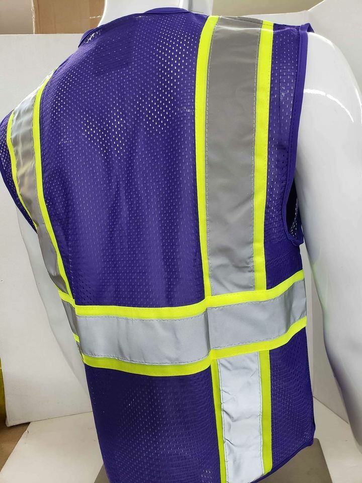 Two Tone High Visibility Reflective Purple Safety Vest (X-Small-2XL)