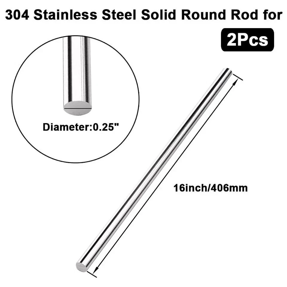 16 inches Long 1/4″ Diameter 304 Stainless Steel Solid Round Rod for，Metal So…