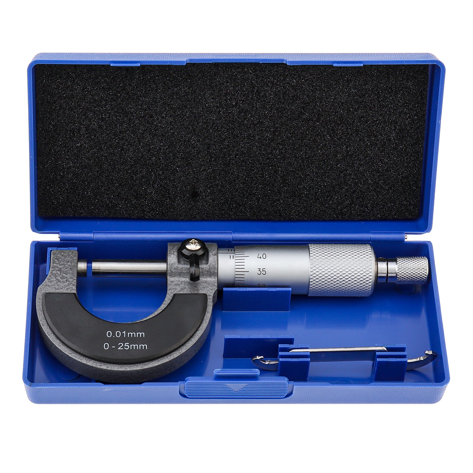 Machinist Outside Micrometer 0-25mm, 0.01mm Accuracy, Carbide Tips