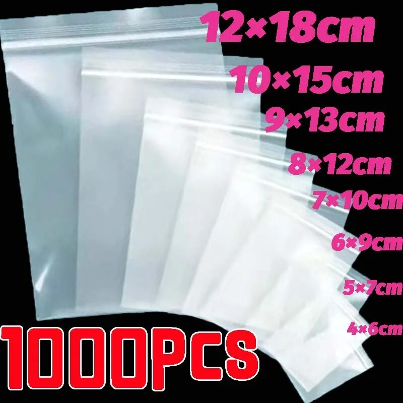 Clear Zip Seal Plastic Bags Jewelry Foods Packing Reclose able Poly Bags