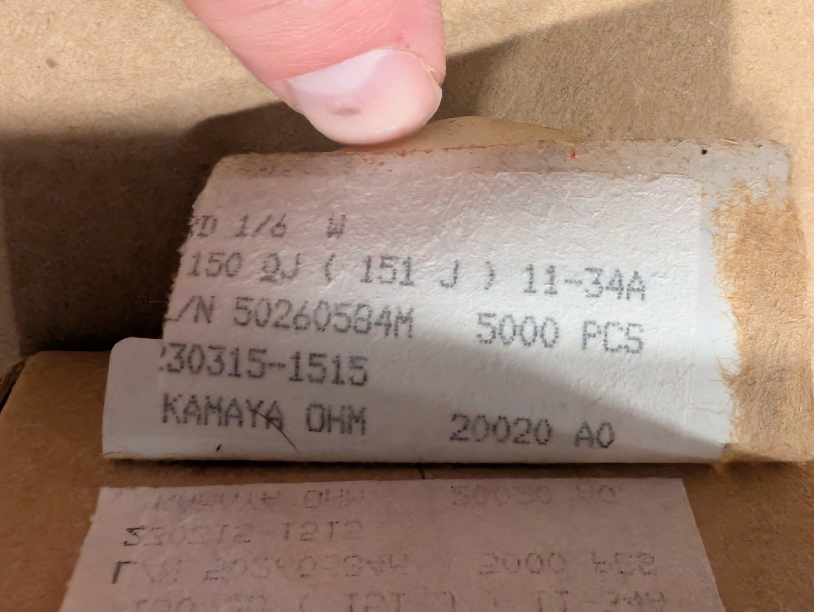 5000 PCS (a box) 1/6W Metal Film Resistor ±5% 150Ω Kamaya Genuine RD16-151JTB