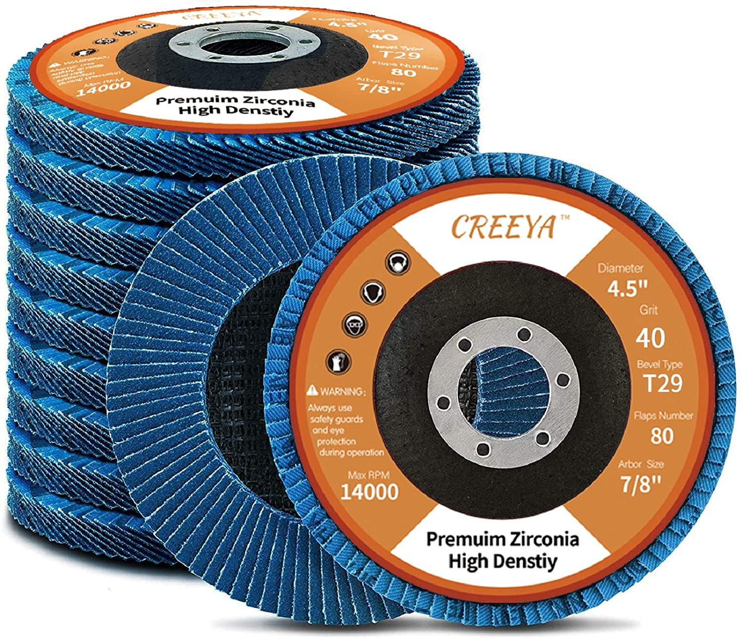 T29 Flap Disc 4 1/2 X 7/8 Inch 40 Grit High Density (80 Flaps) Long Lasting