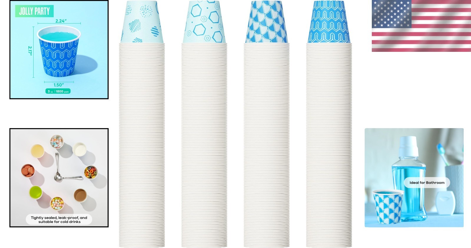 Disposable Bathroom Cups, 3 oz Paper Cups, 1800 Count