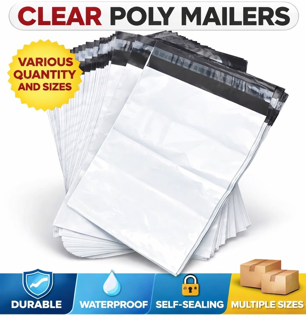 Poly Mailer Envelope Self-Seal Shipping Bag Tear-Resistant Multiple Sizes