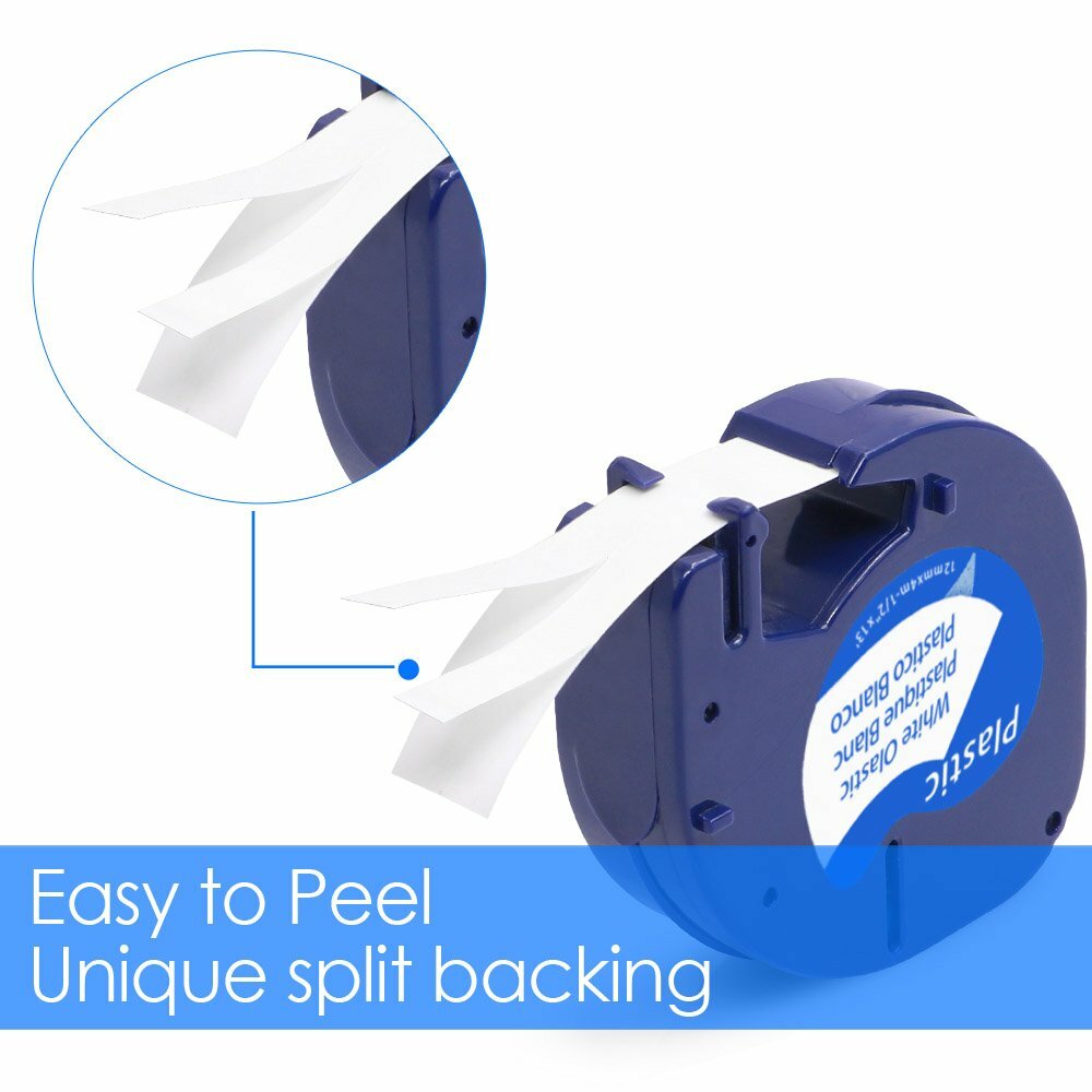 Compatible Dymo LetraTag Refill 91331 12mm White Plastic Label Tape LT-100H 1/2″