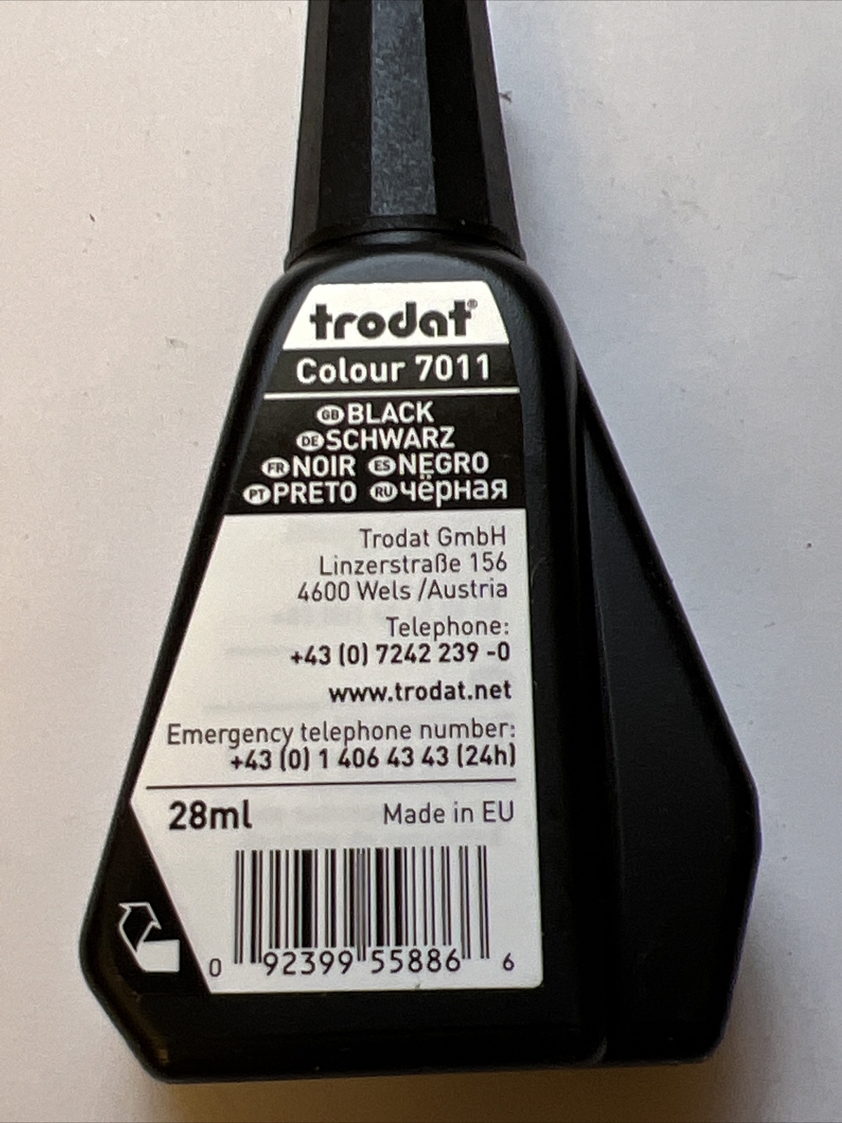 Trodat & IDEAL Refill Stamp Ink, 1 ounce Bottle, BLACK INK Trodat 7011 Color