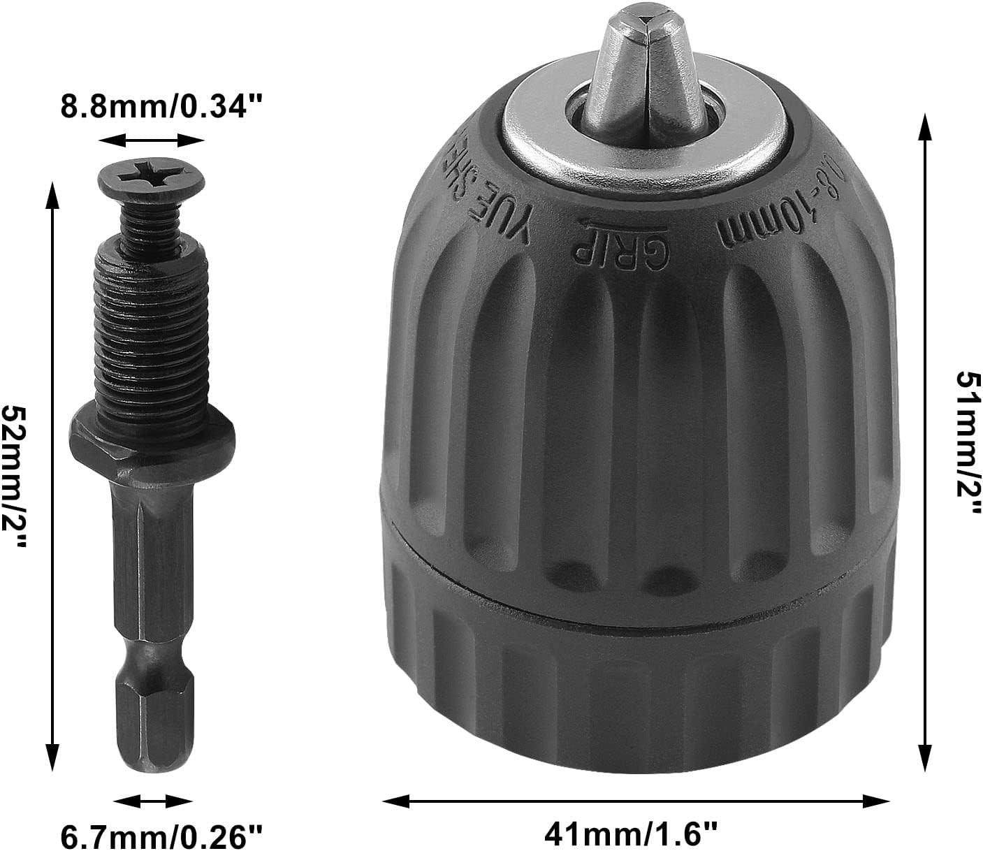 3/8″ Keyless Drill Chuck Adapter 0.8-10Mm, 1/4-Inch Hex Shank Drill Chuck Adapte