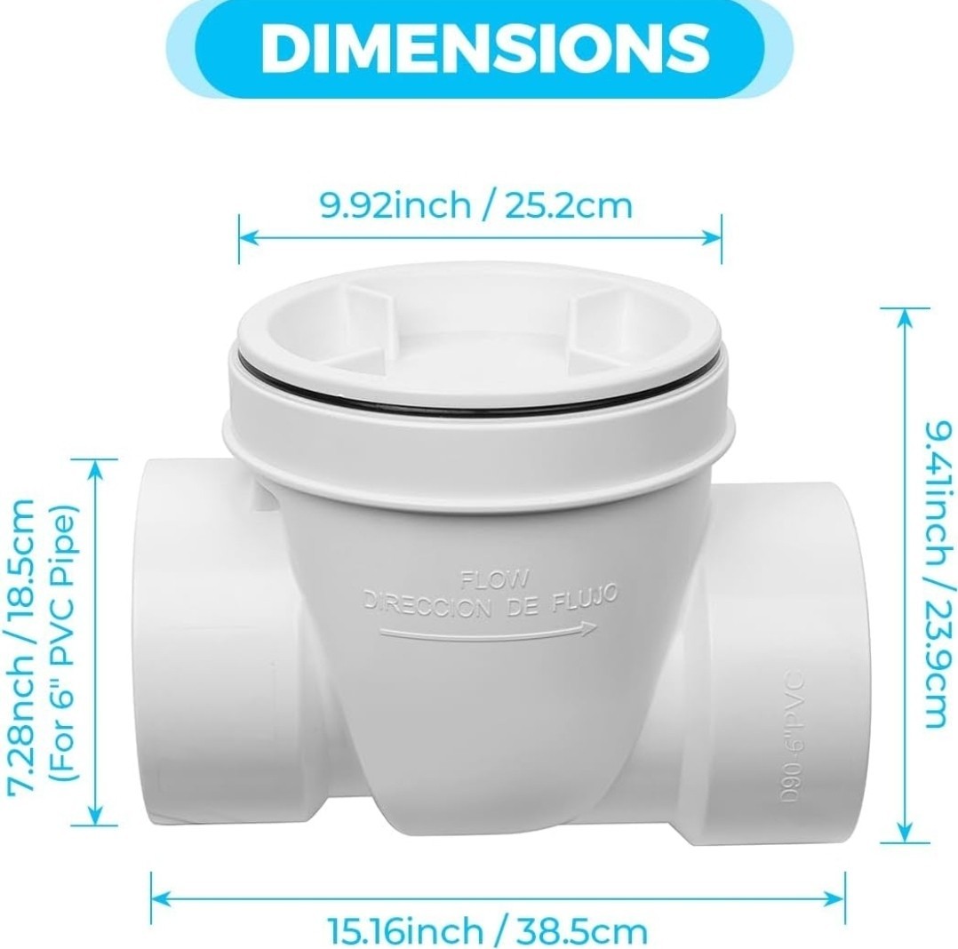 Cinsda 6″ Inch PVC Backwater Valve New