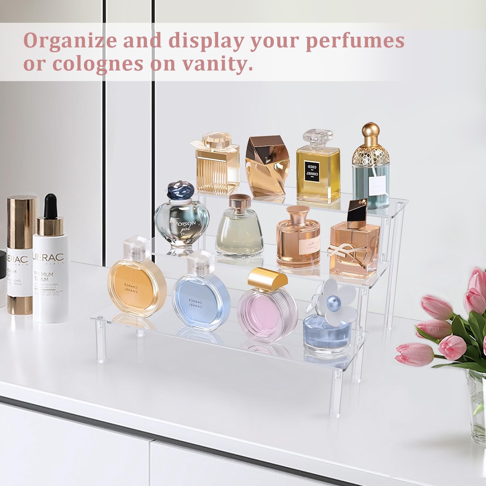 AZEAM Acrylic Riser,Clear Display Risers Stand Perfume Organizer clear