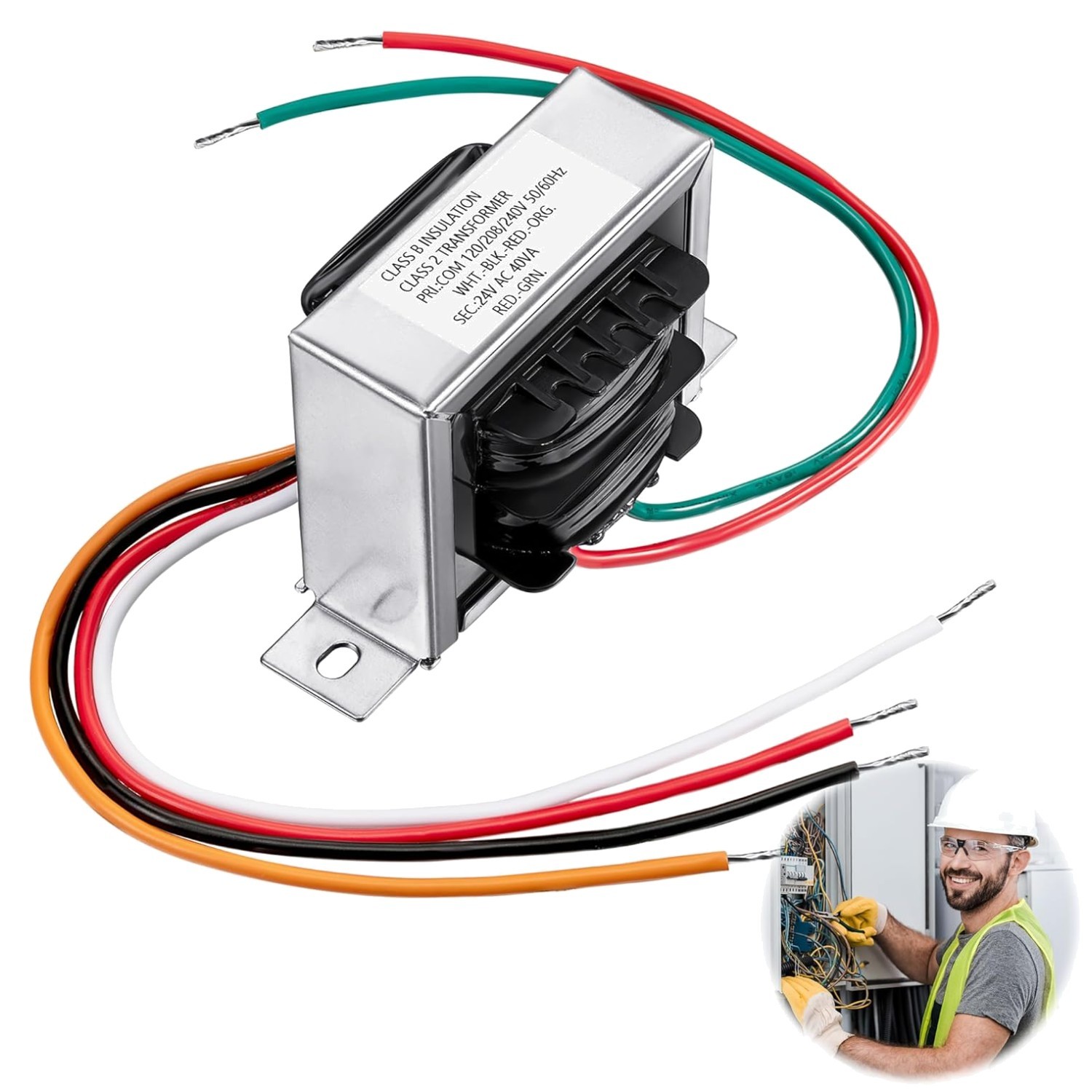 Easy-to-Install 40VA HVAC Control Transformer, Primary 20/208/240V, Certified