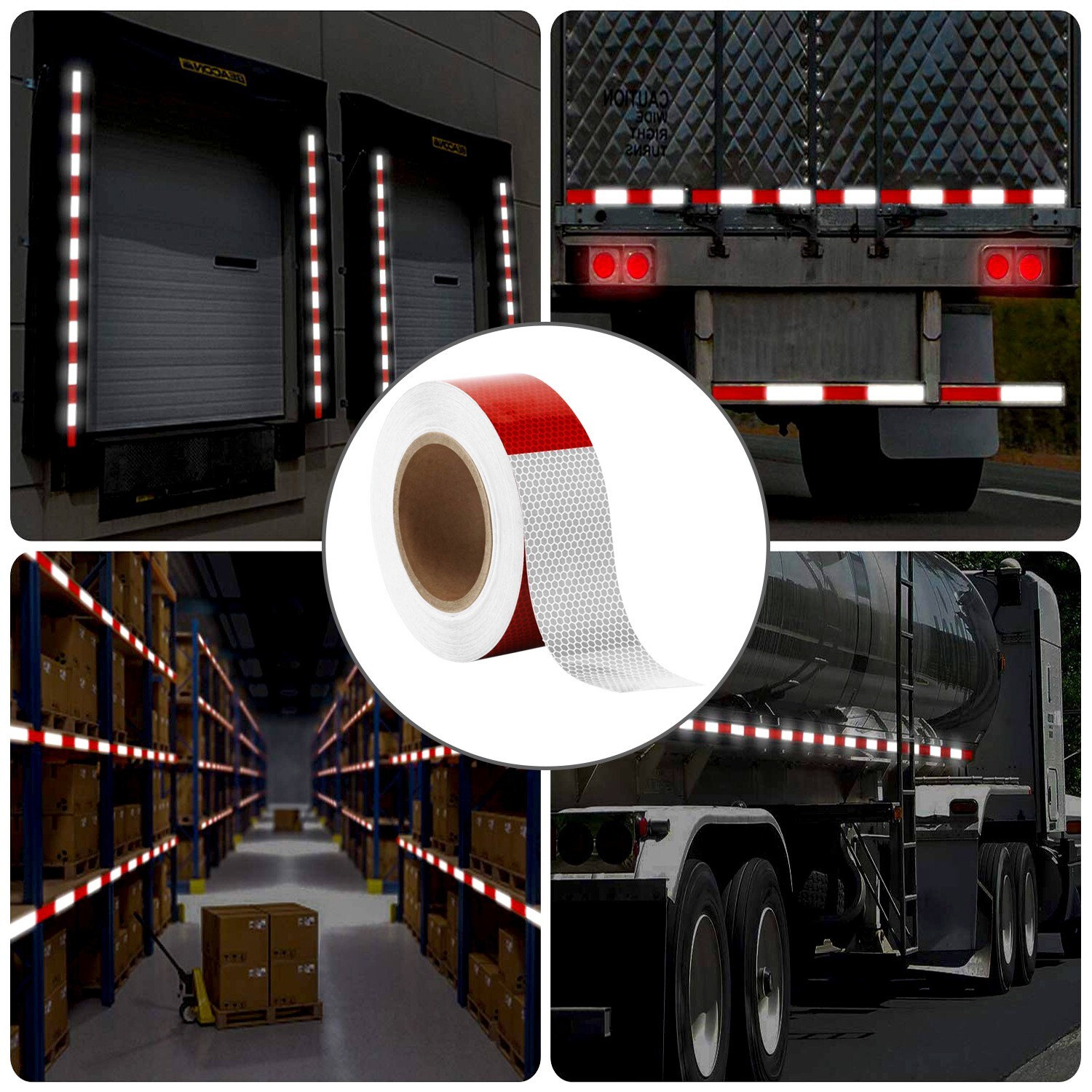 Conspicuity Tape DOT-C2 Approved Reflective Trailer Red White 2”x150’ -1 Roll