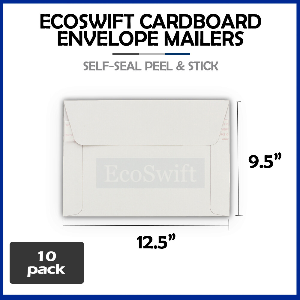 10 – 12.5″ x 9.5″ EcoSwift White Photo Ship Flats Cardboard Envelope Mailers