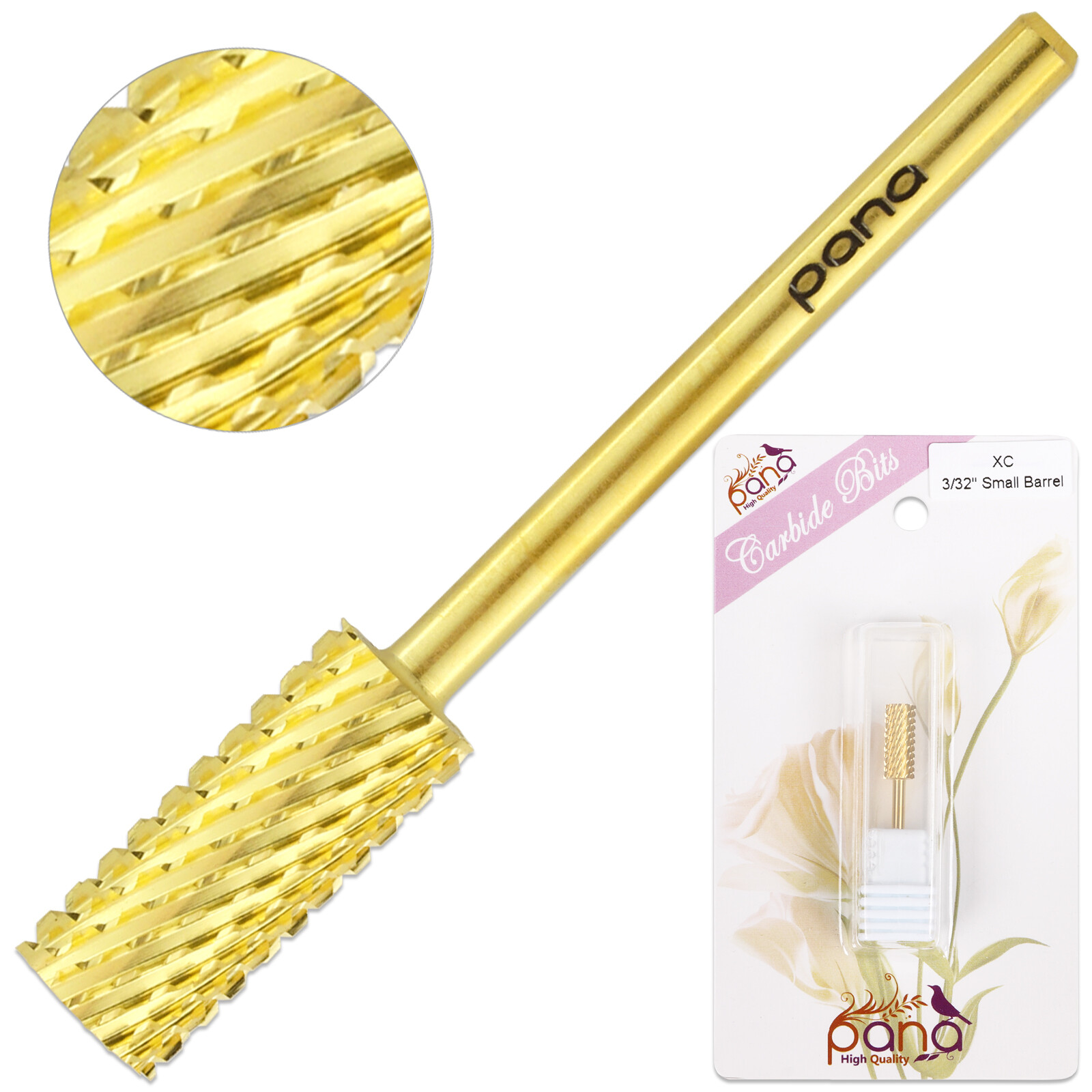 Professional Gold Small Barrel Nail Drill Bit Extra Coarse Grit