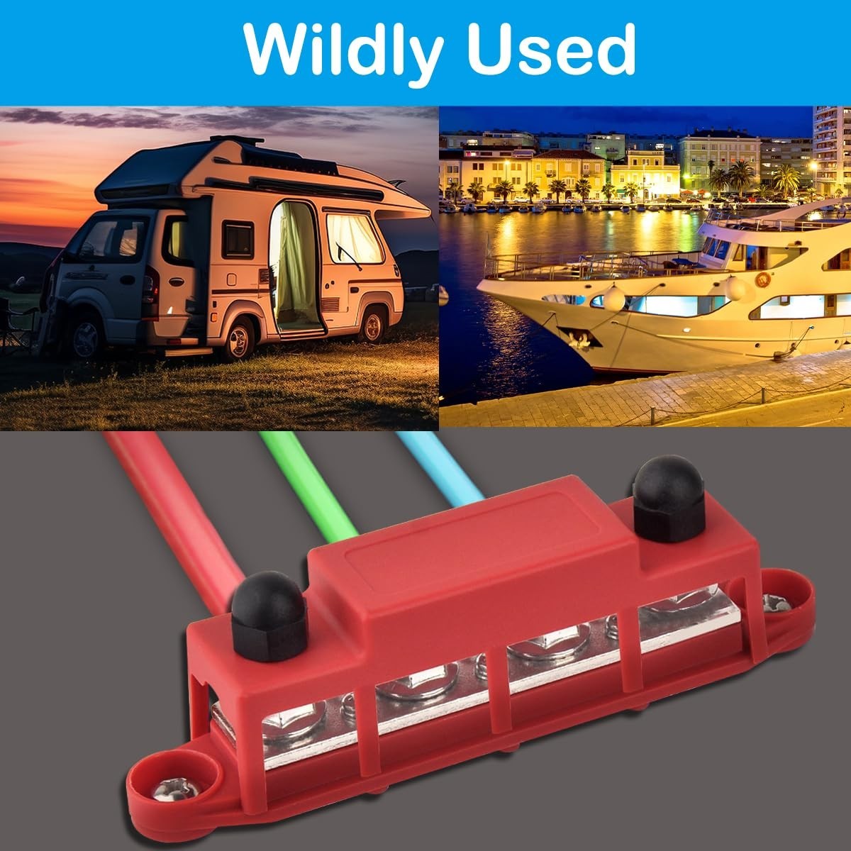 12V 250A Bus Bar Terminal Block Battery Distribution Block for Automotive Solar