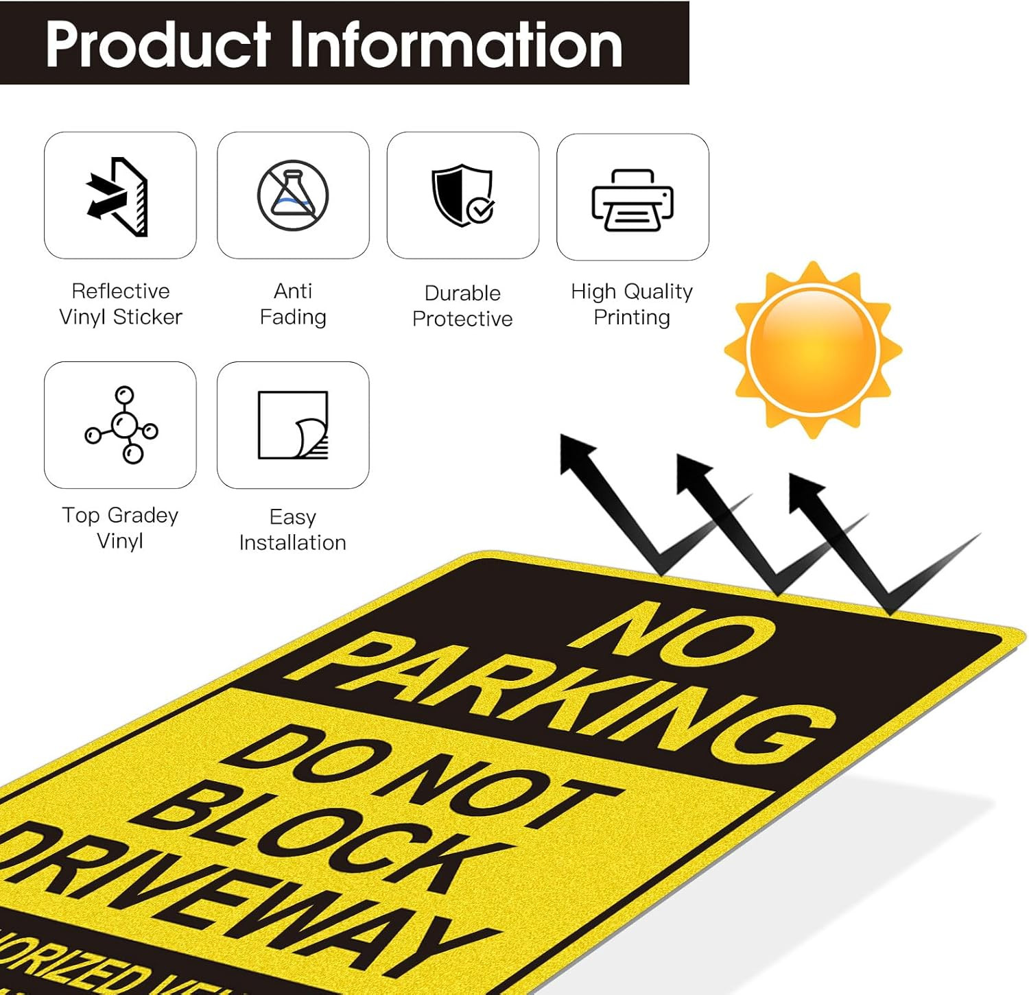 No Parking Signs Do Not Block Driveway Sign, Unauthorized Vehicles Towed at Owne