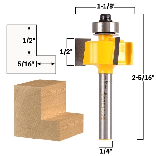1/2″ Height X 5/16″ Depth Rabbet Router Bit – 1/4″ Shank – Yonico 14702q