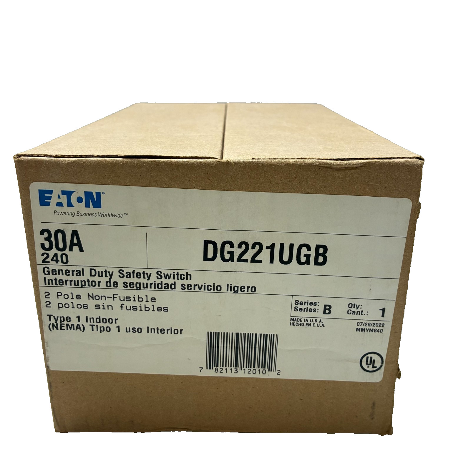 EATON DG221UGB Non-Fusible General Duty Safety Switch 2-Pole 30A 240V